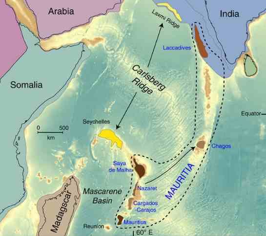 Map showing the approximate location of Mauritia. Photo: University of the Witwatersrand
